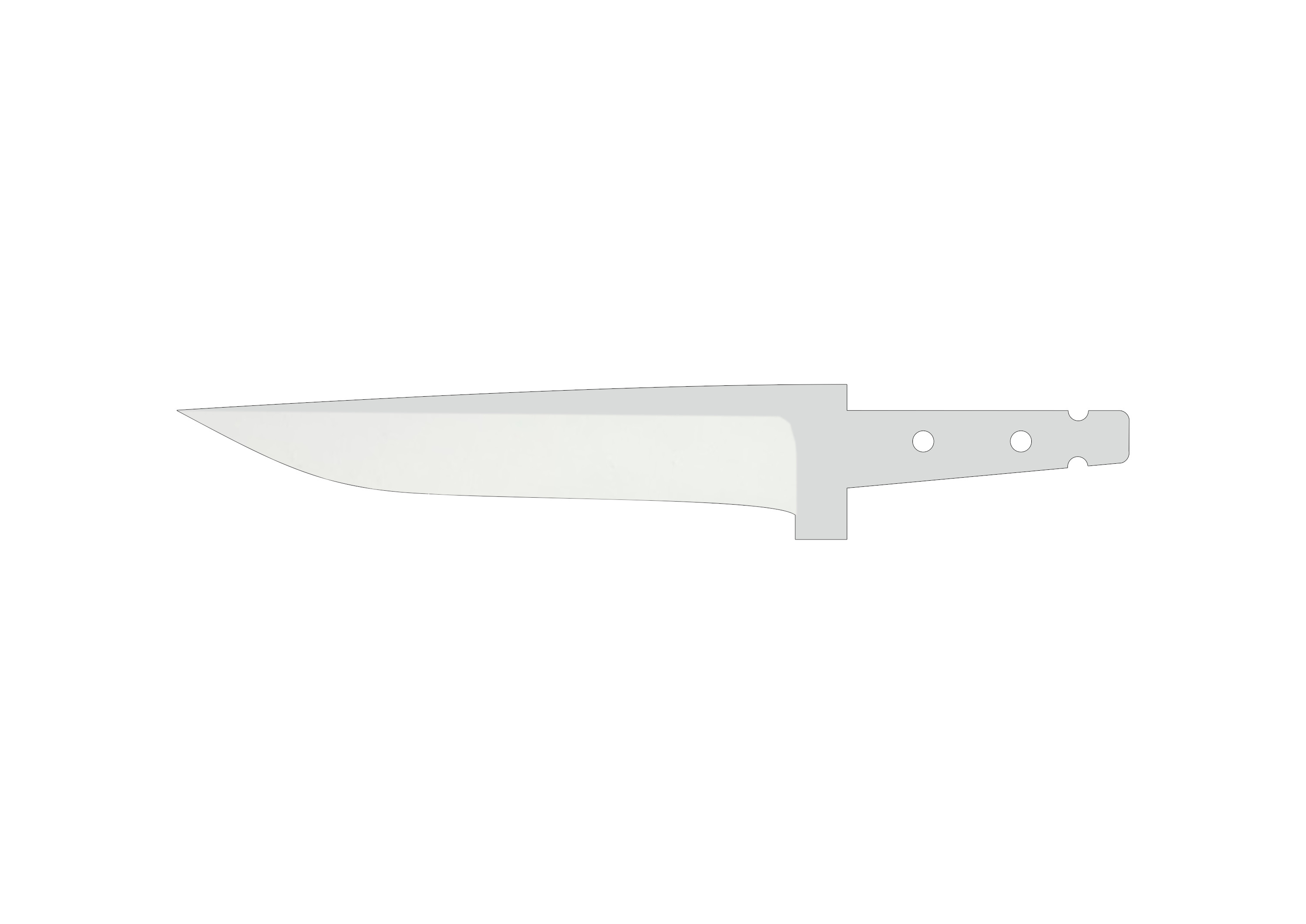 Finn 5" Partial Tang, Flat Grind - Elmax Knife Blank